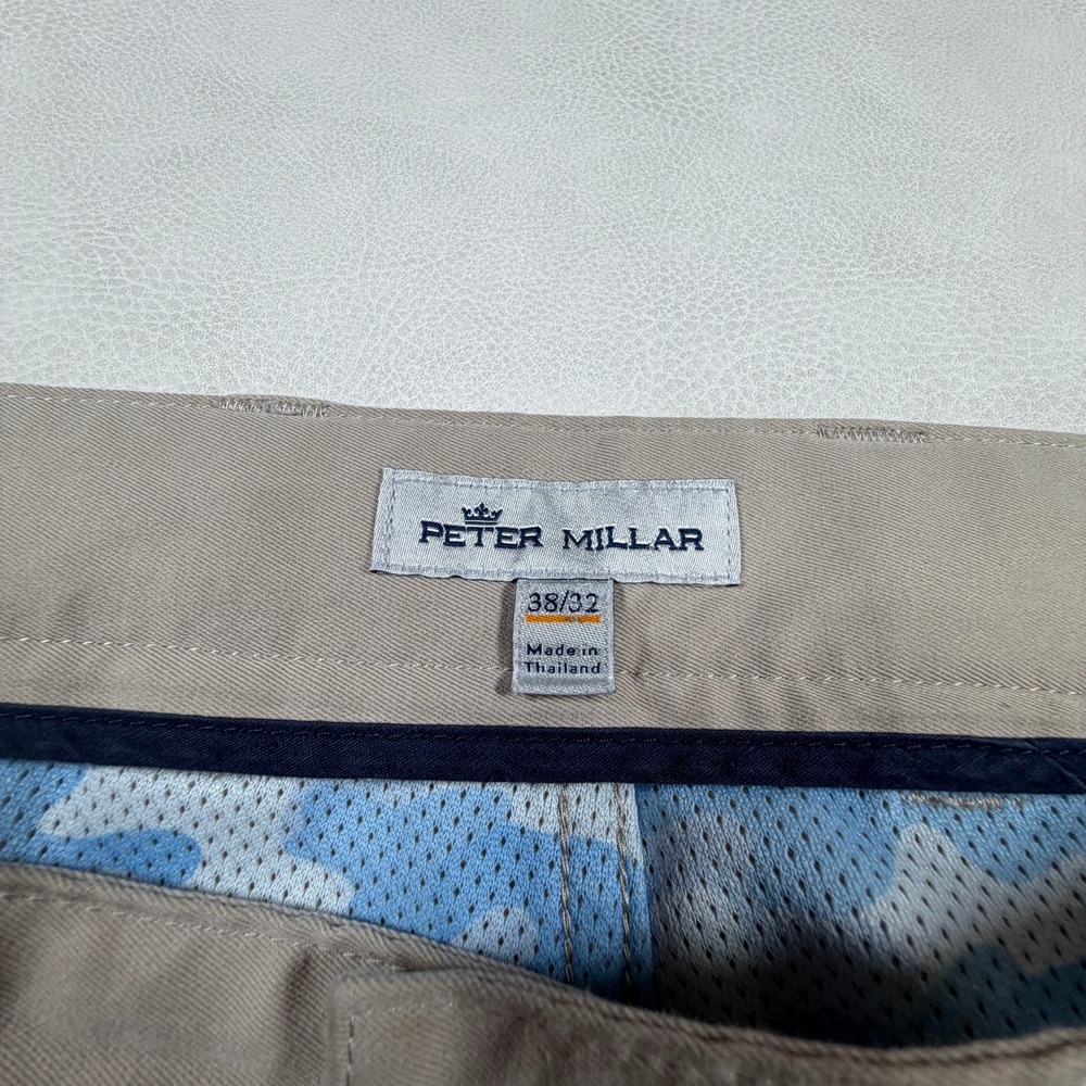 Peter Millar Mens 38x32 Performance Five Pocket Pants Golf Khaki Tan‎ Beige - Picture 2 of 12